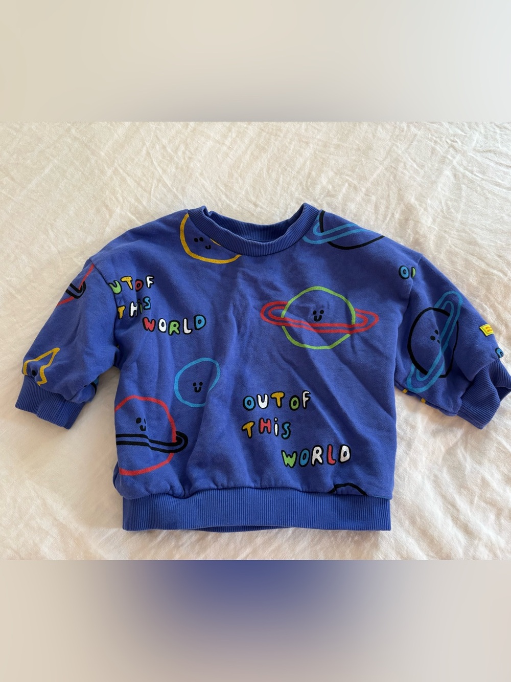 next Blue Crewneck Sweatshirt with Yellow Trim